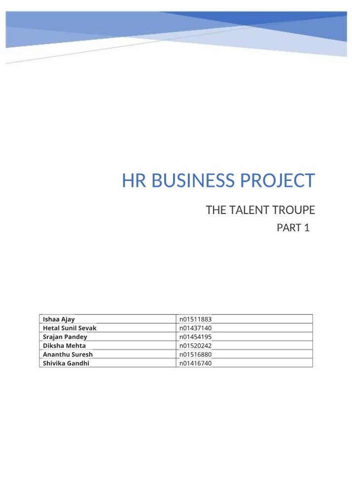 Part 1 - HR Business Project