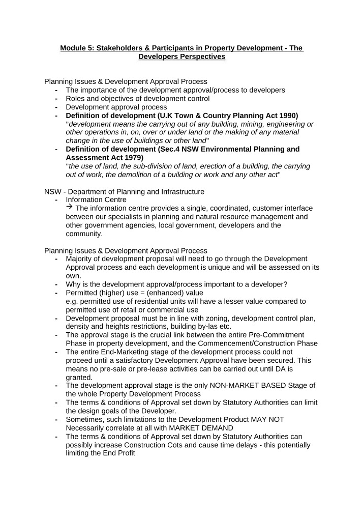Development Approval Process - Module 5