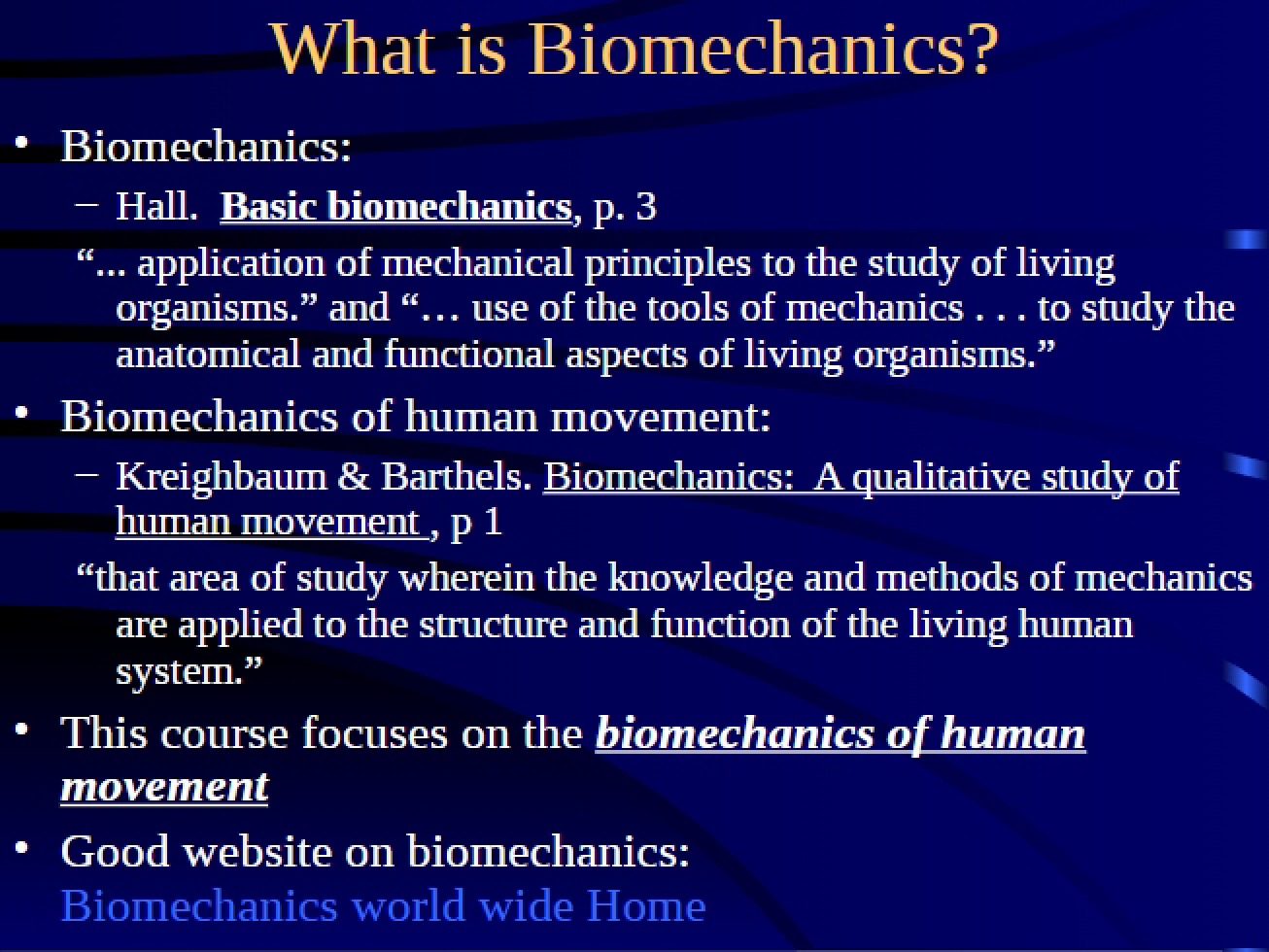 Guide to the Principles of Biomechanics