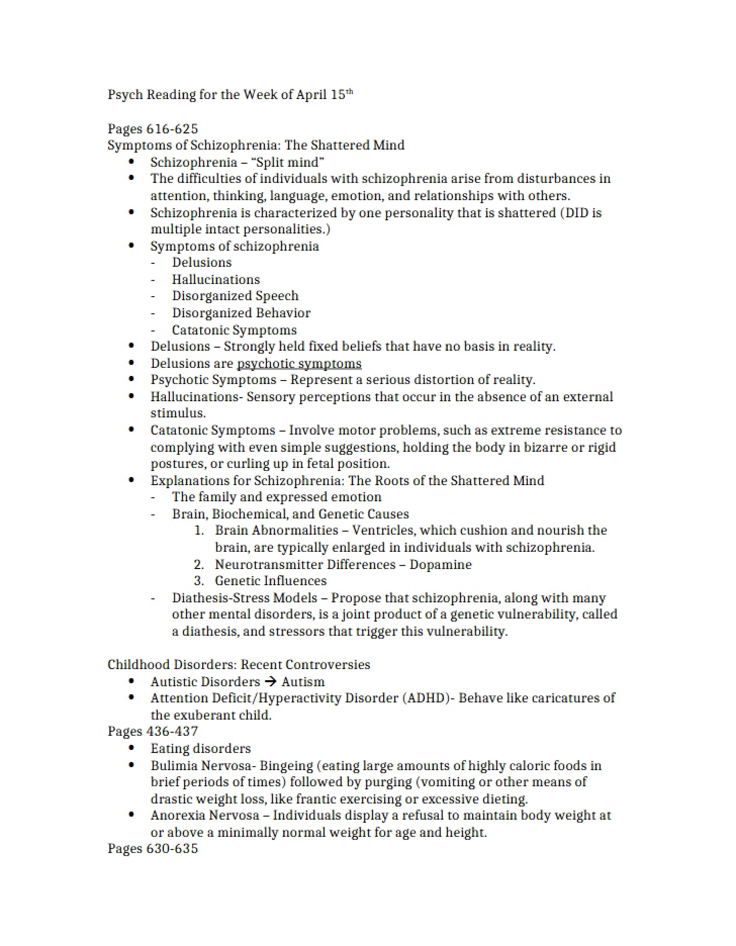 Schizophrenia Symptoms