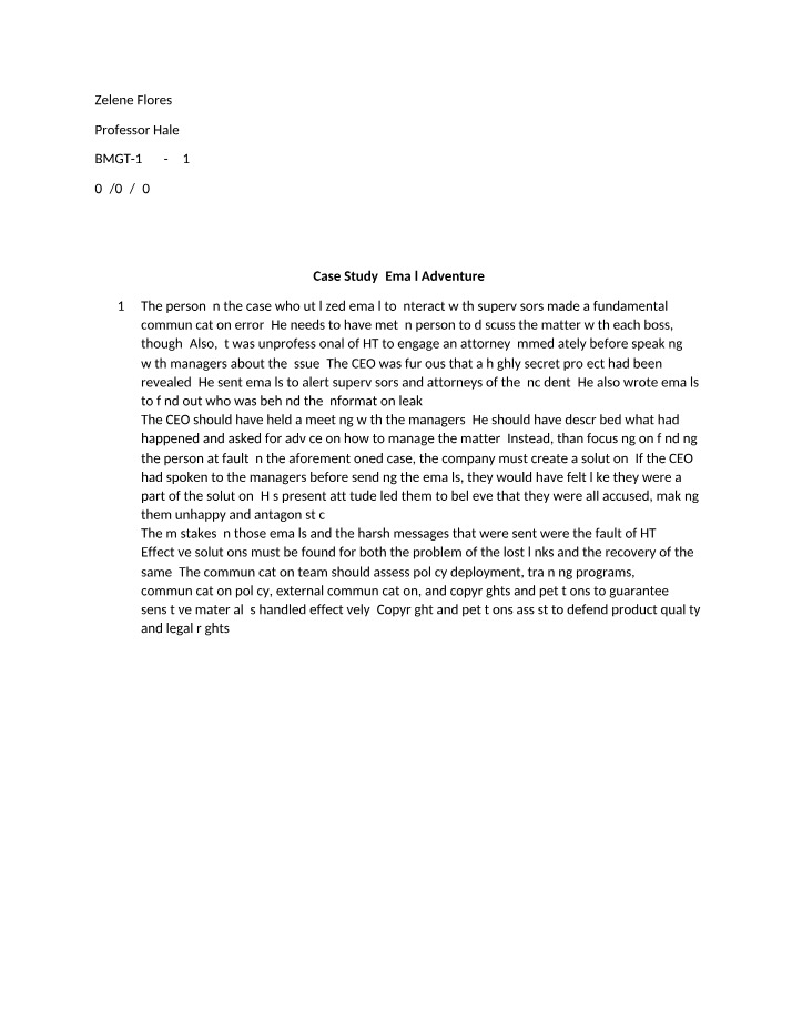 BMGT Email Adventure - Case Study