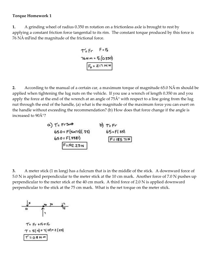Homework 1 on Torque