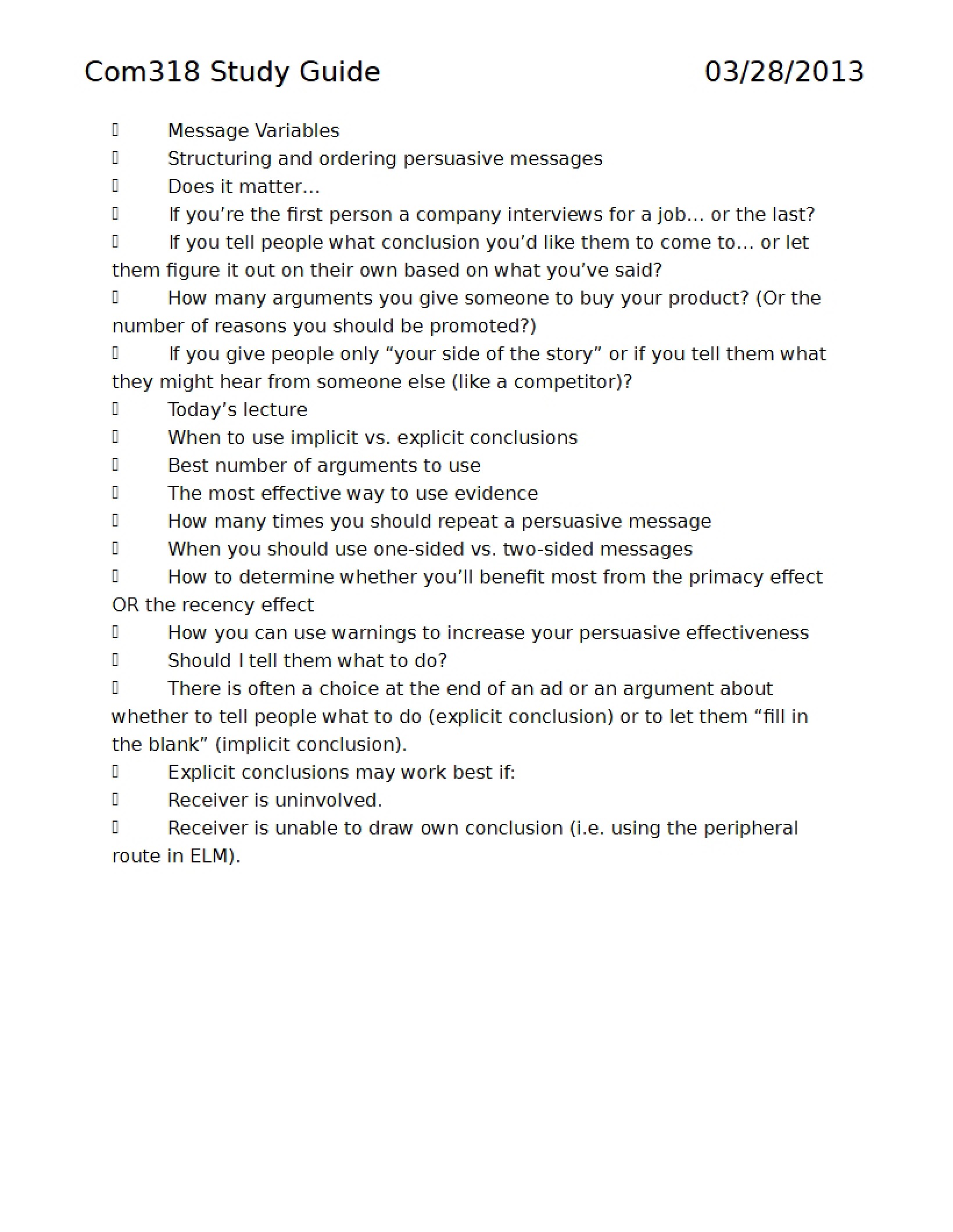 Guide for Studying