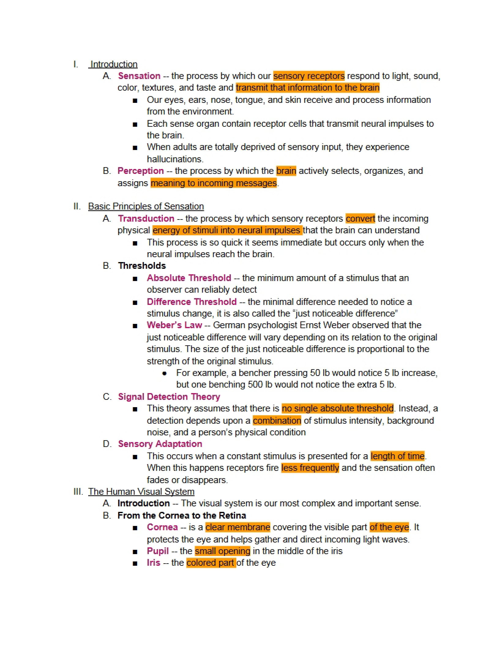 Perception and Sensation (Unit 4)