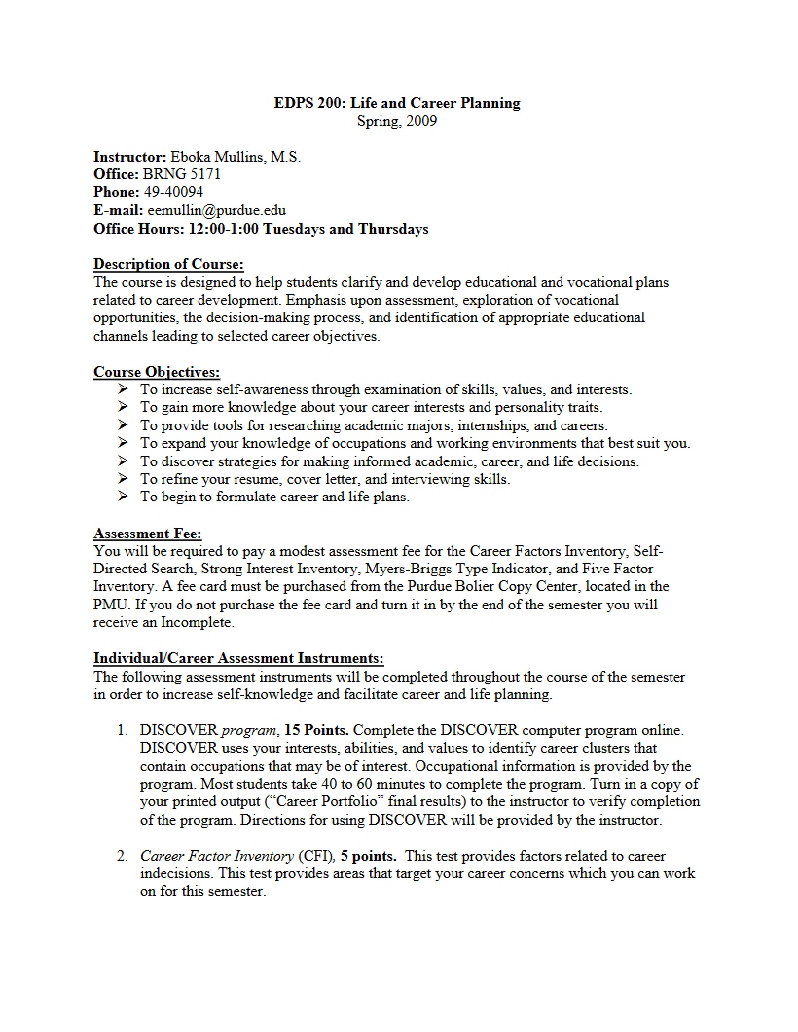 Syllabus - Life Career Planning