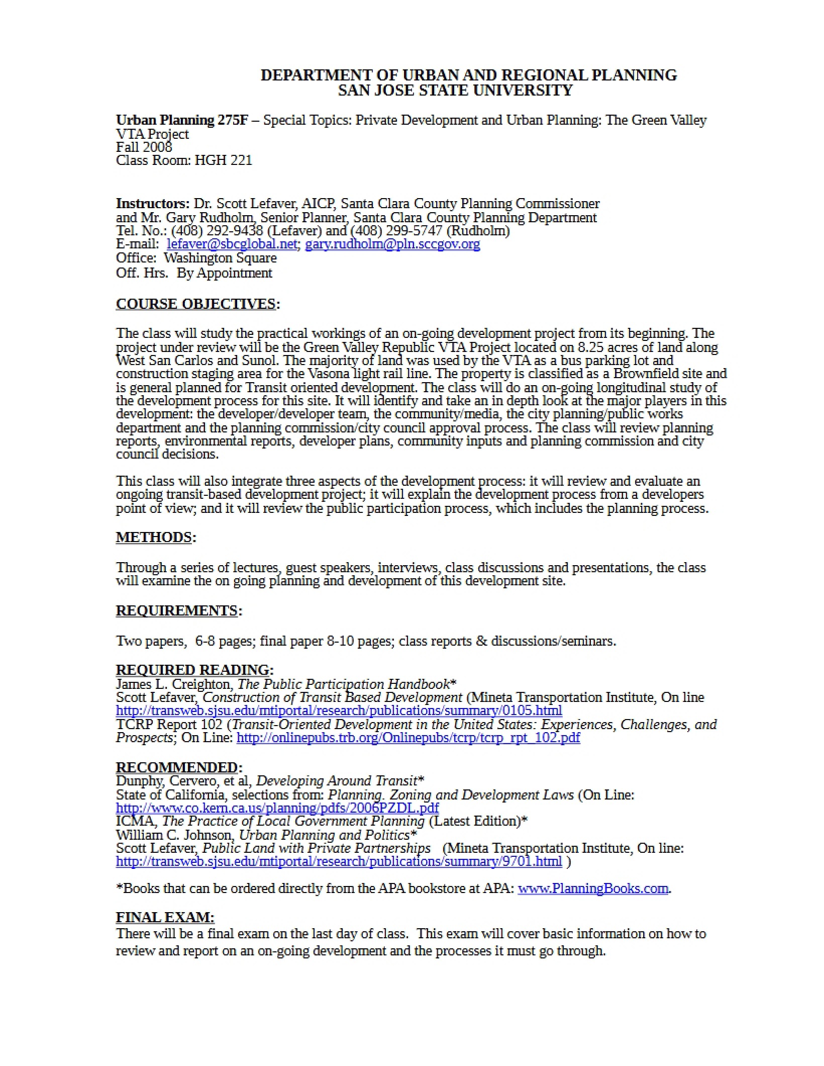 Private Development Syllabus