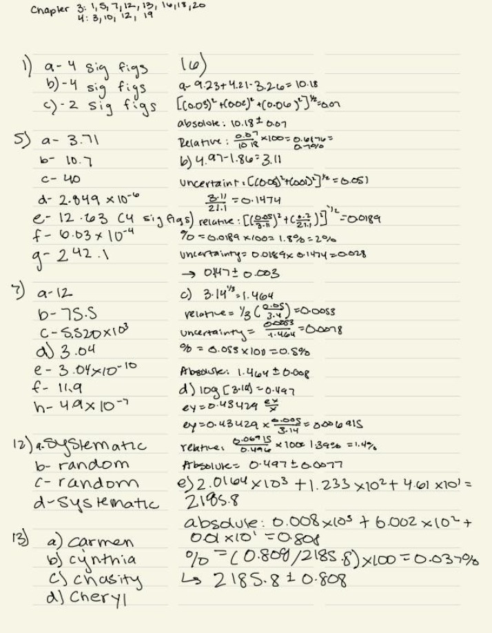 Chapters 3 and 4 Homework Solutions