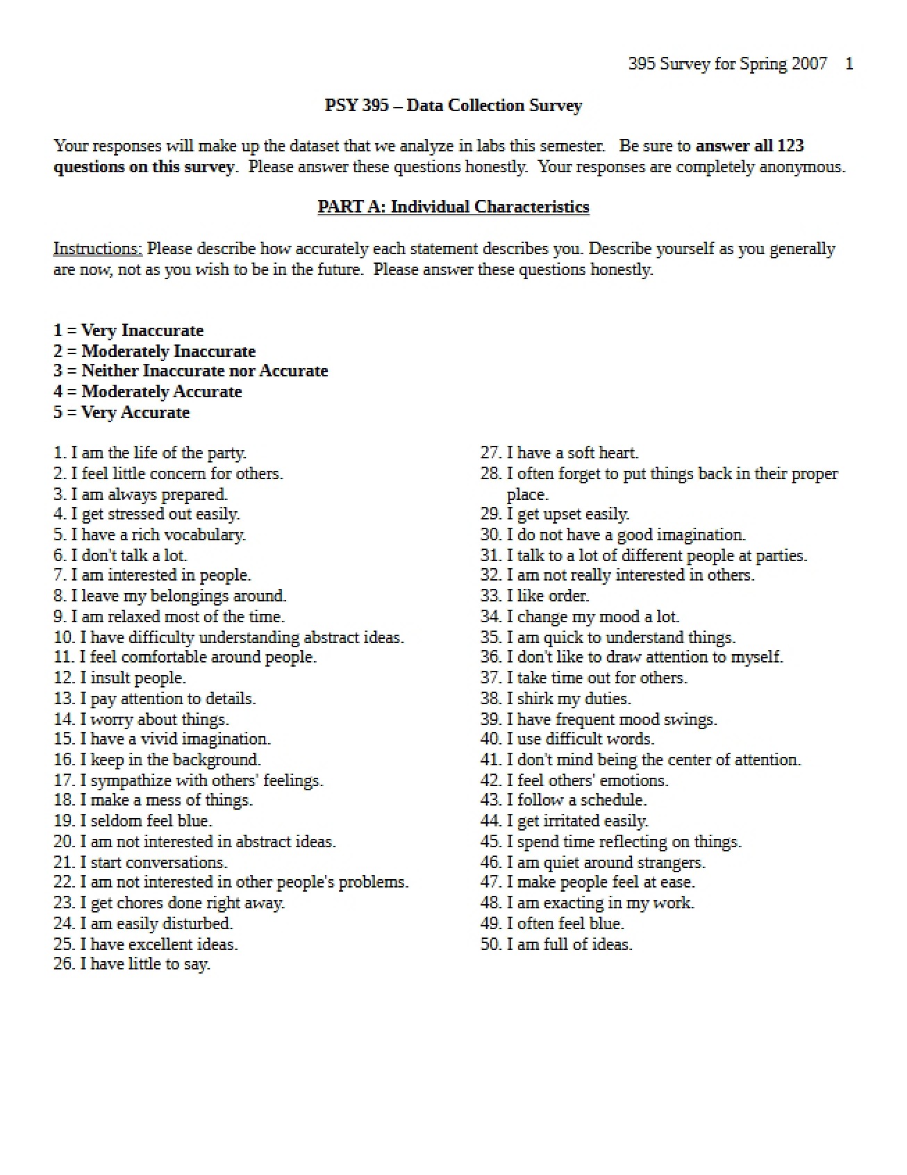 Survey for Collecting Data