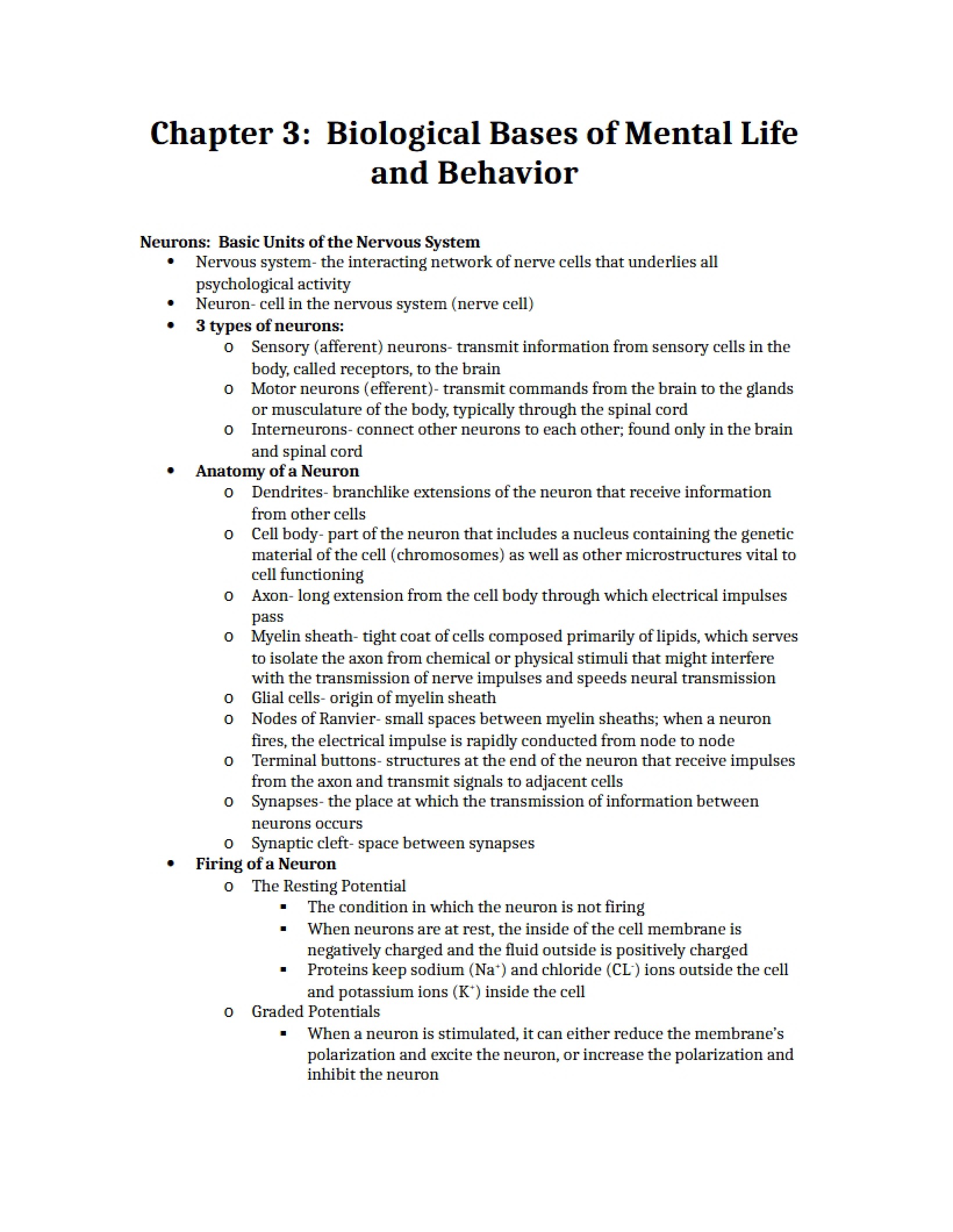 Part One Notes Chapter 3