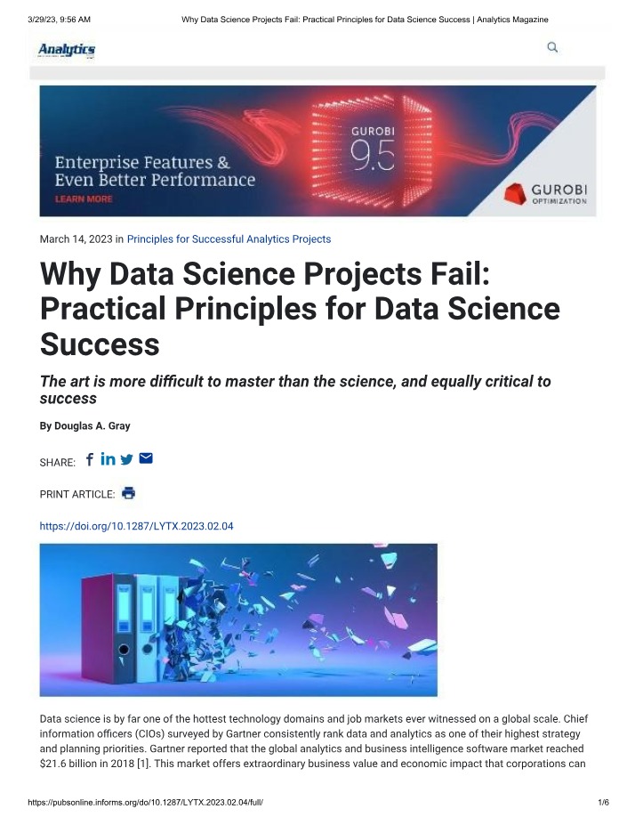 Why Data Science Projects Fail - Practical Principles for Success