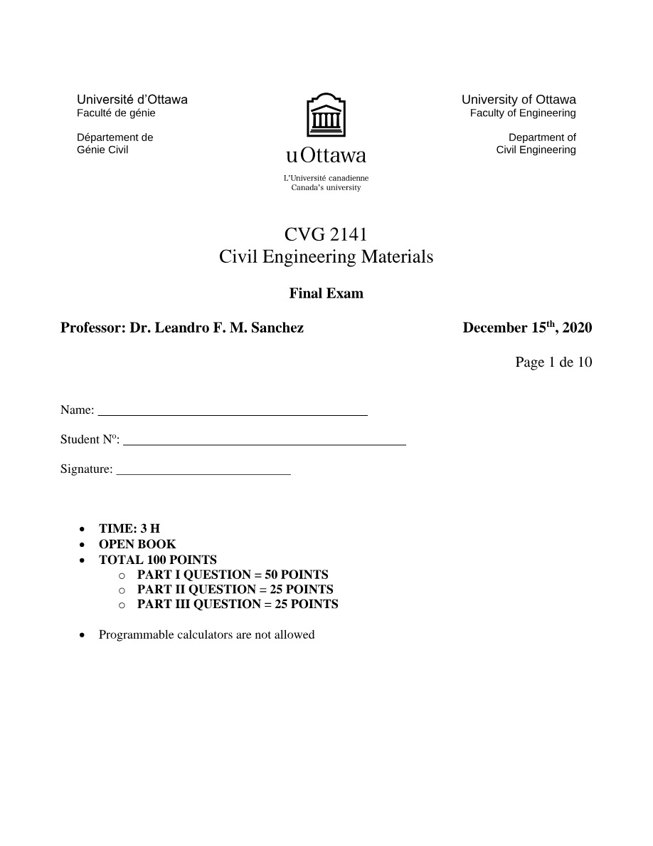 Final Exam (CVG 2141)