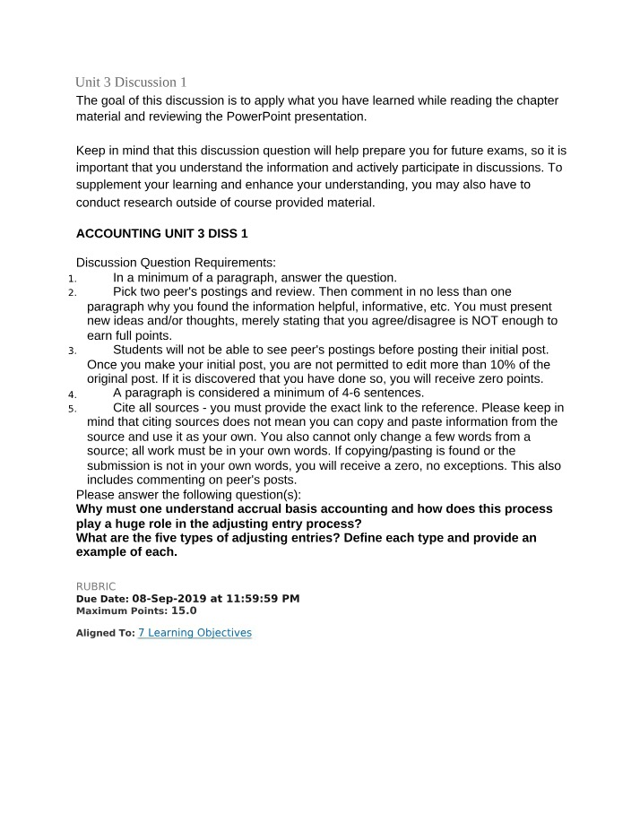 Discussion 1 for Unit 3