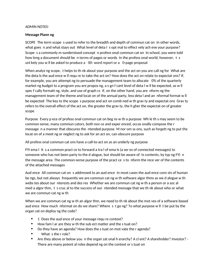 Model 1 Notes for ADMN 232