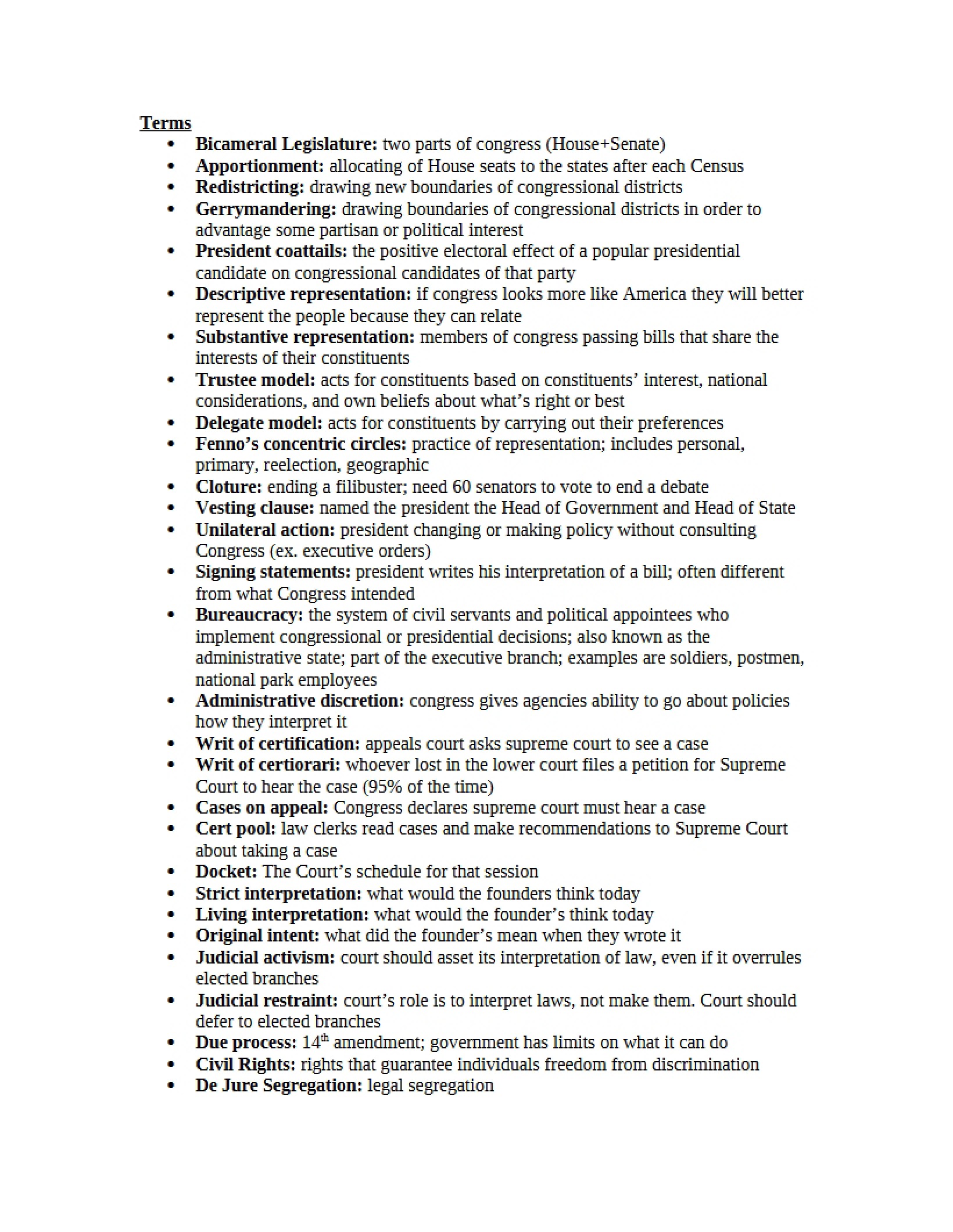 Terms List