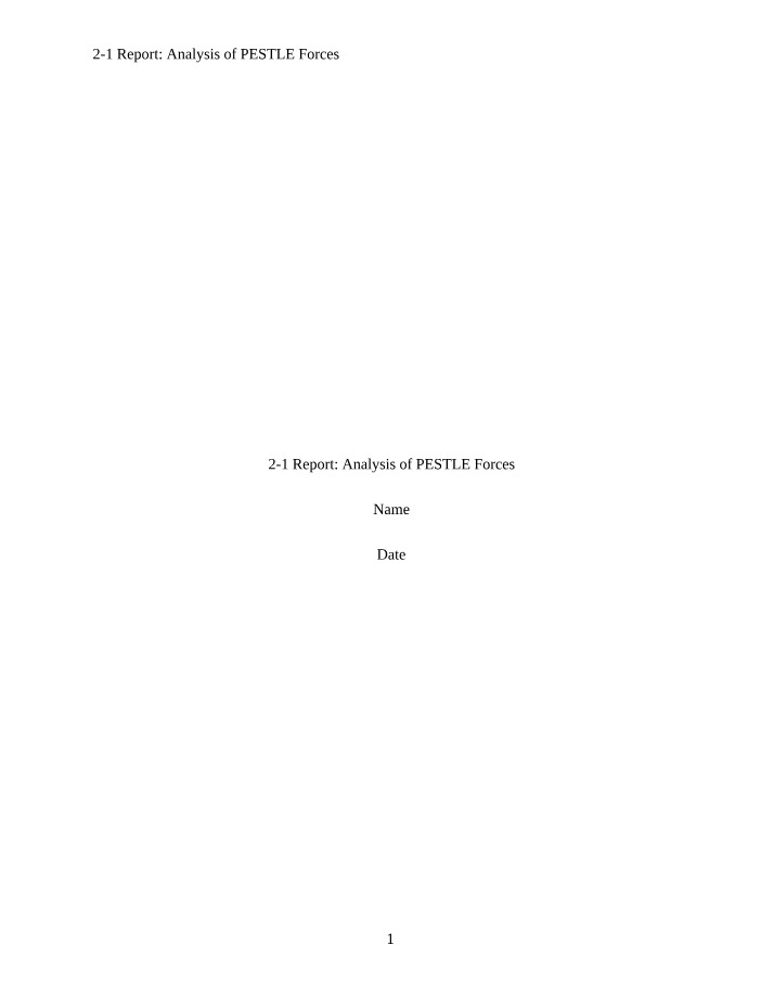 PESTLE Forces Analysis Report