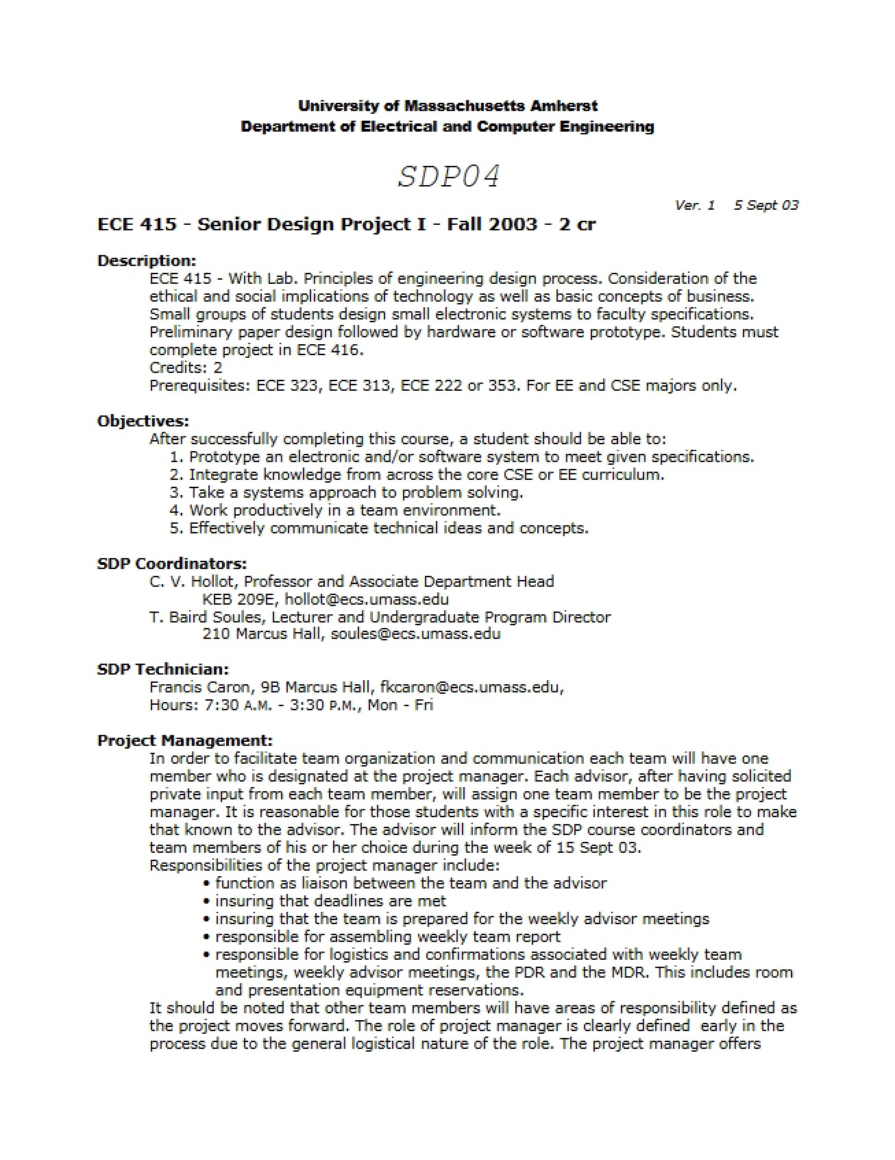 Senior Design Syllabus