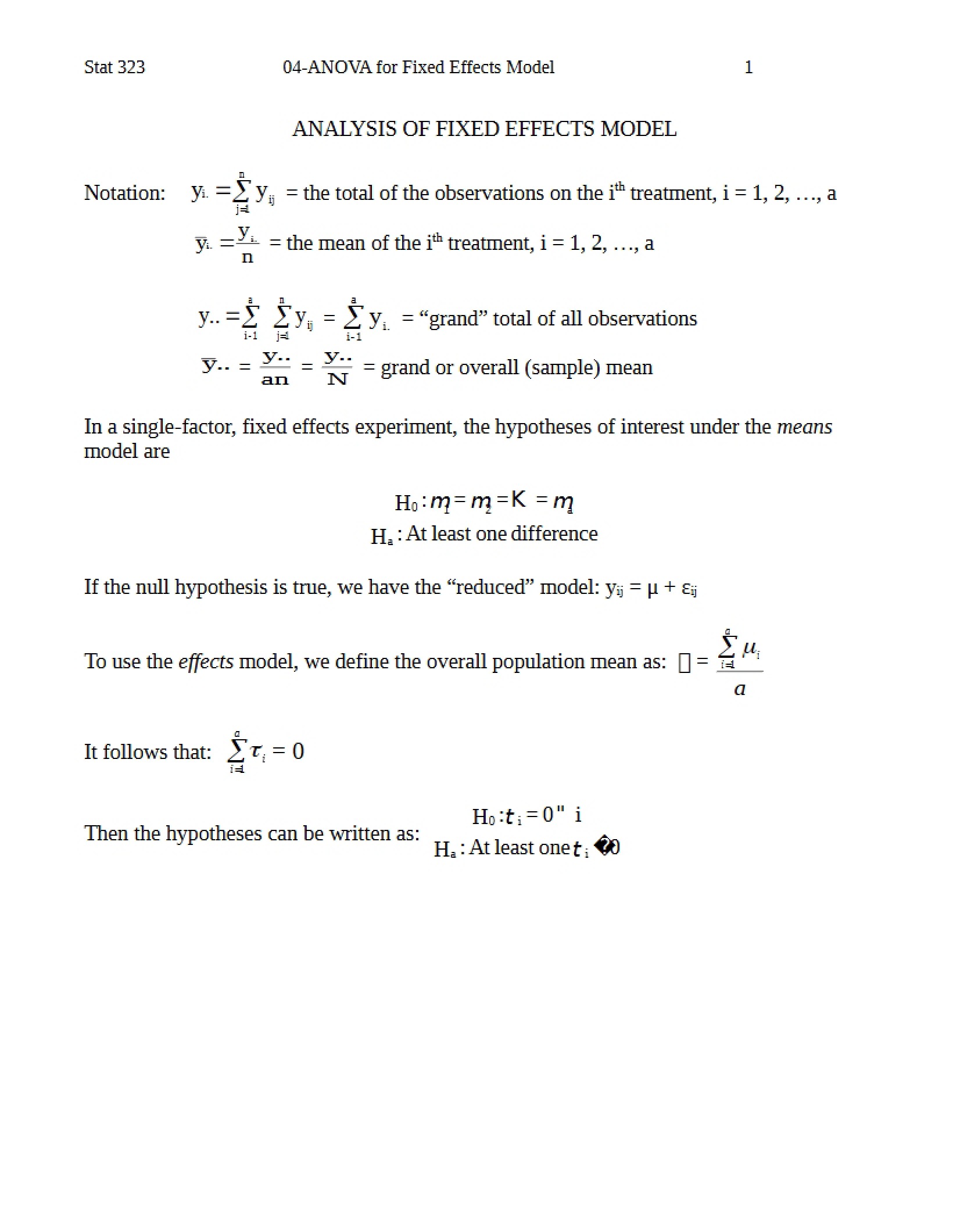 Fixed Effects Model Analysis
