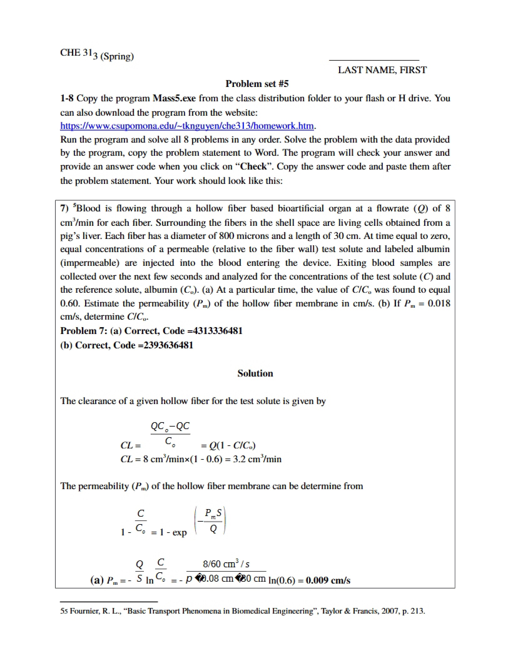 Mass Transport Problem Set 5