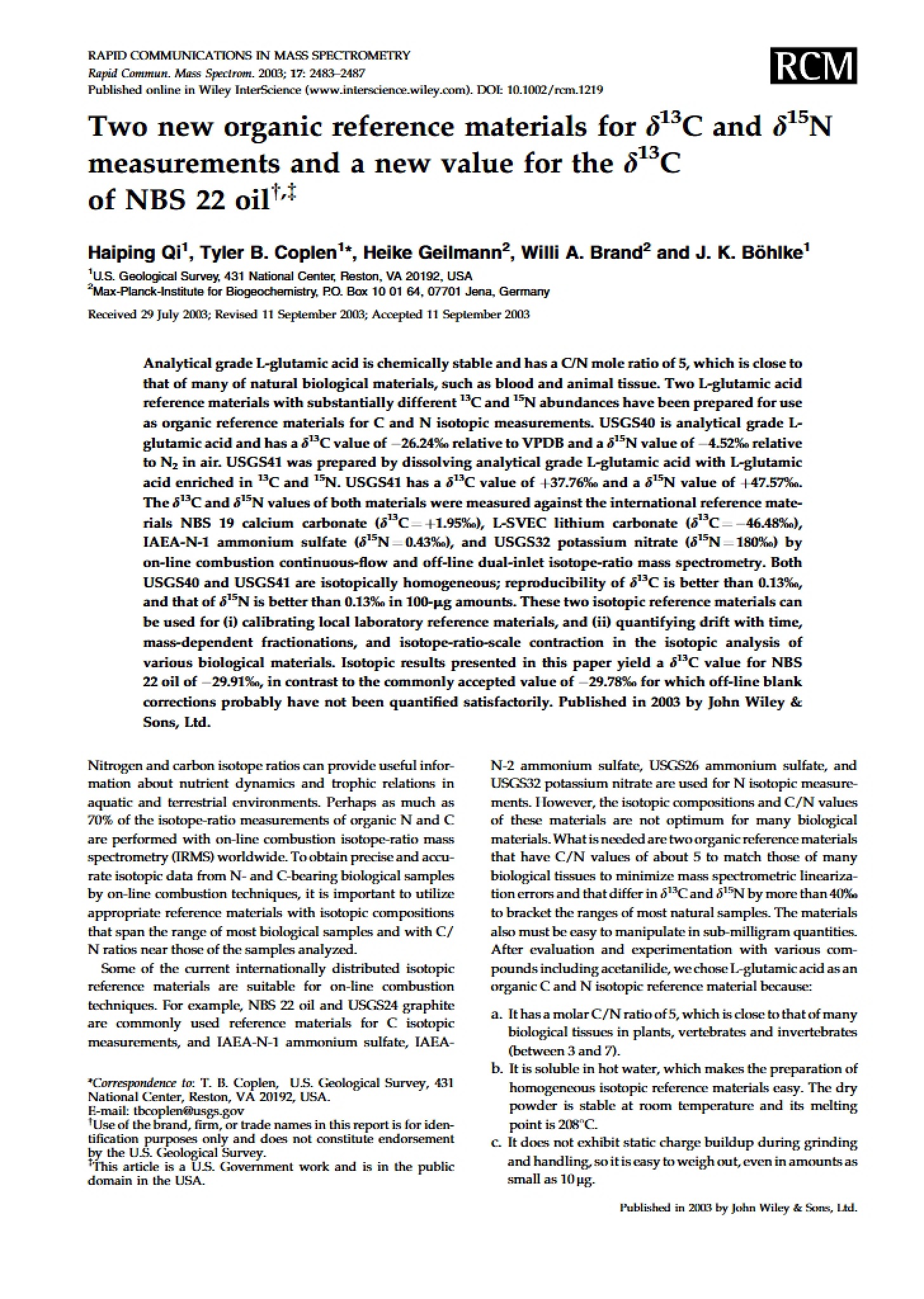 Reference Materials (Organic)
