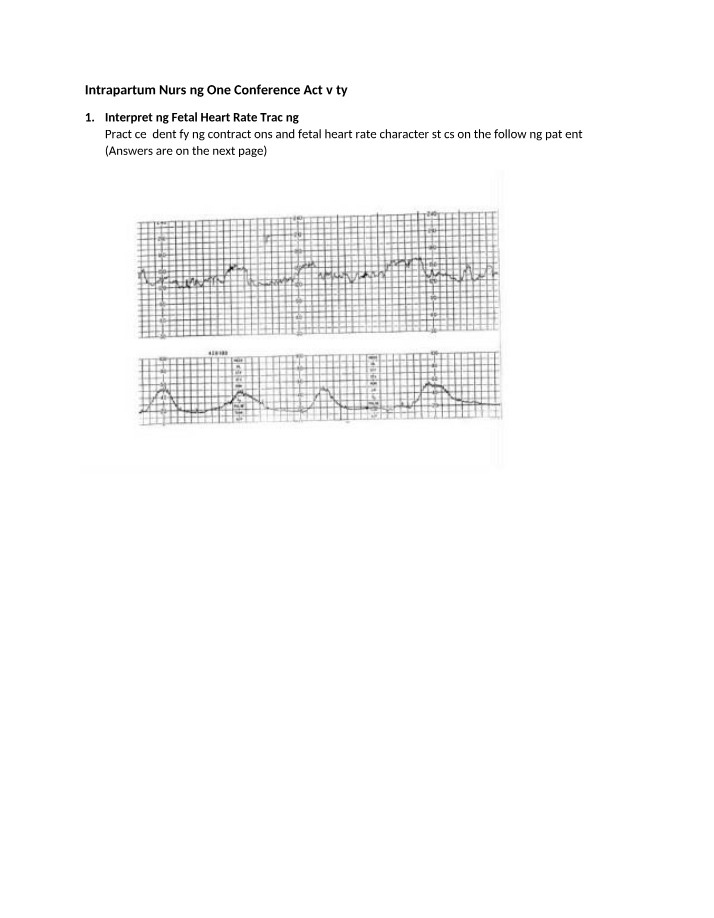 Fetal Heart Rate Tracing - Baseline and Contractions