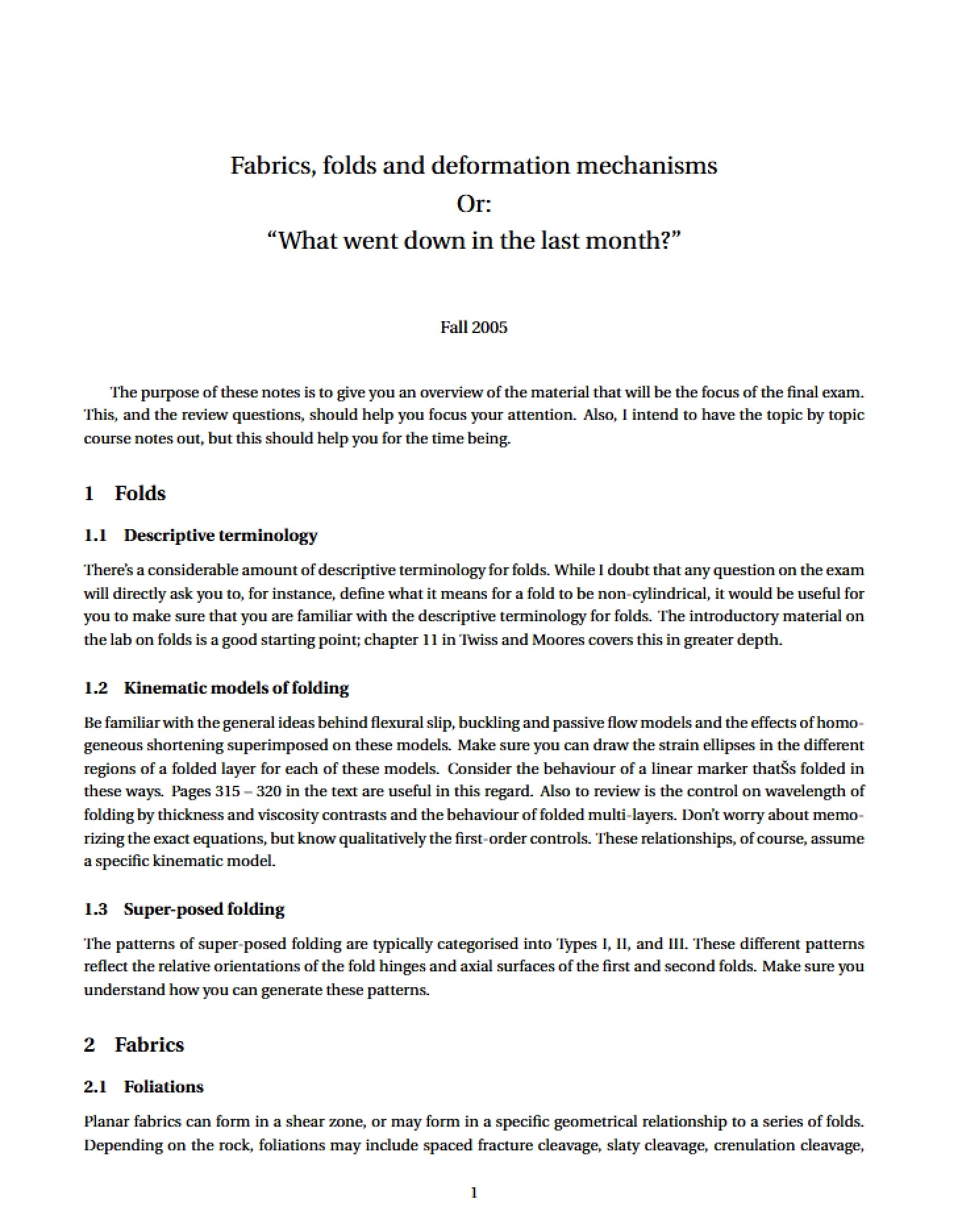 Deformation Mechanisms, Folds, and Fabrics