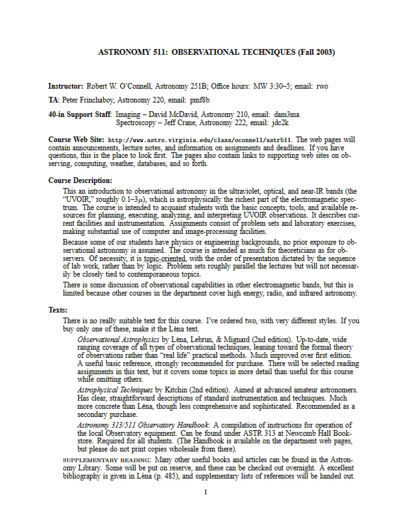 Course Syllabus