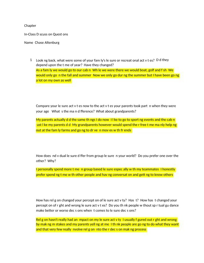 Worksheet for Chapter 4