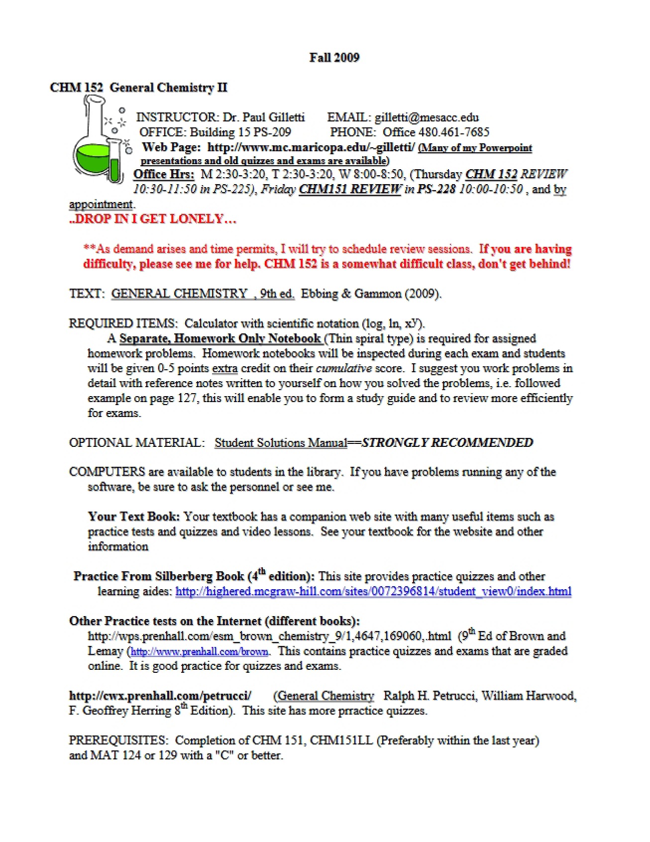 General Chemistry II Course Material