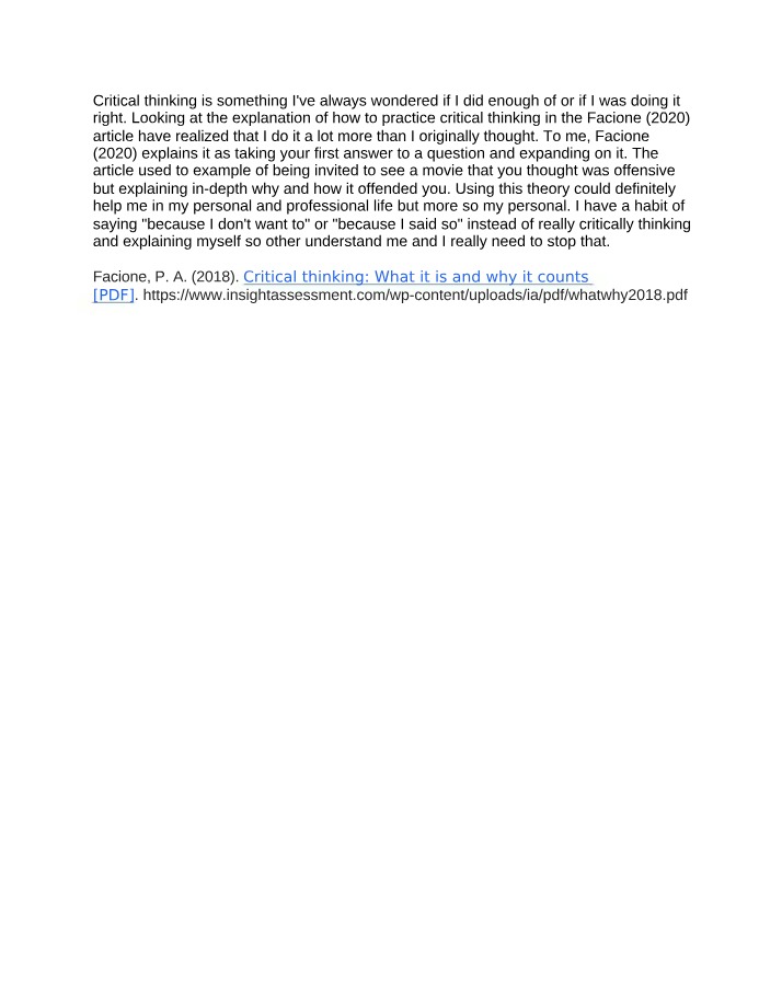 Critical Thinking Skills - Insights from Facione