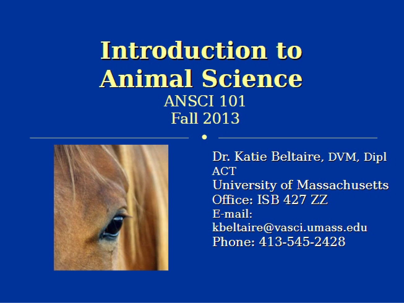 Introductory Lecture Animal Science