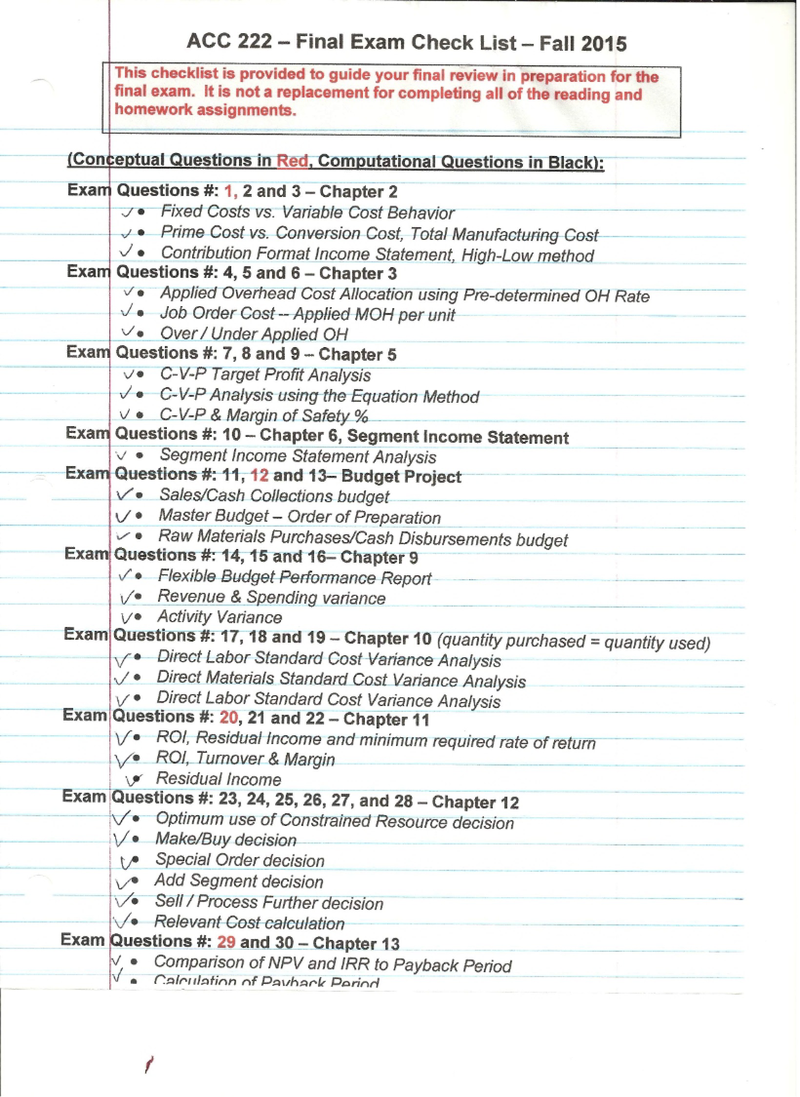 Managerial Accounting Final