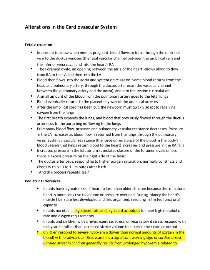 Pediatric Differences in the Cardiovascular System and Fetal Circulation