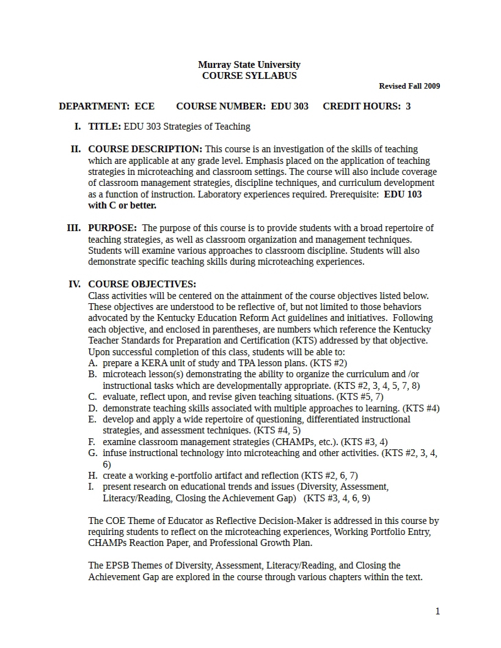 Syllabus - EDU 303
