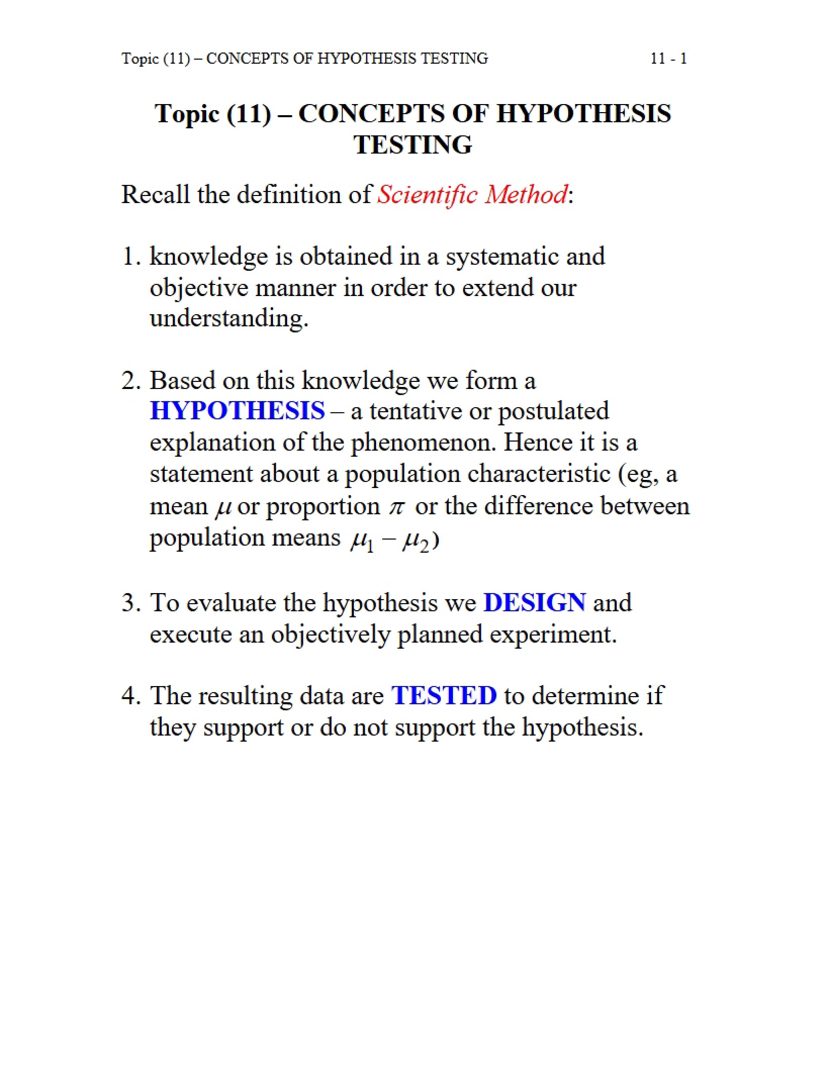 Hypothesis Testing Concepts