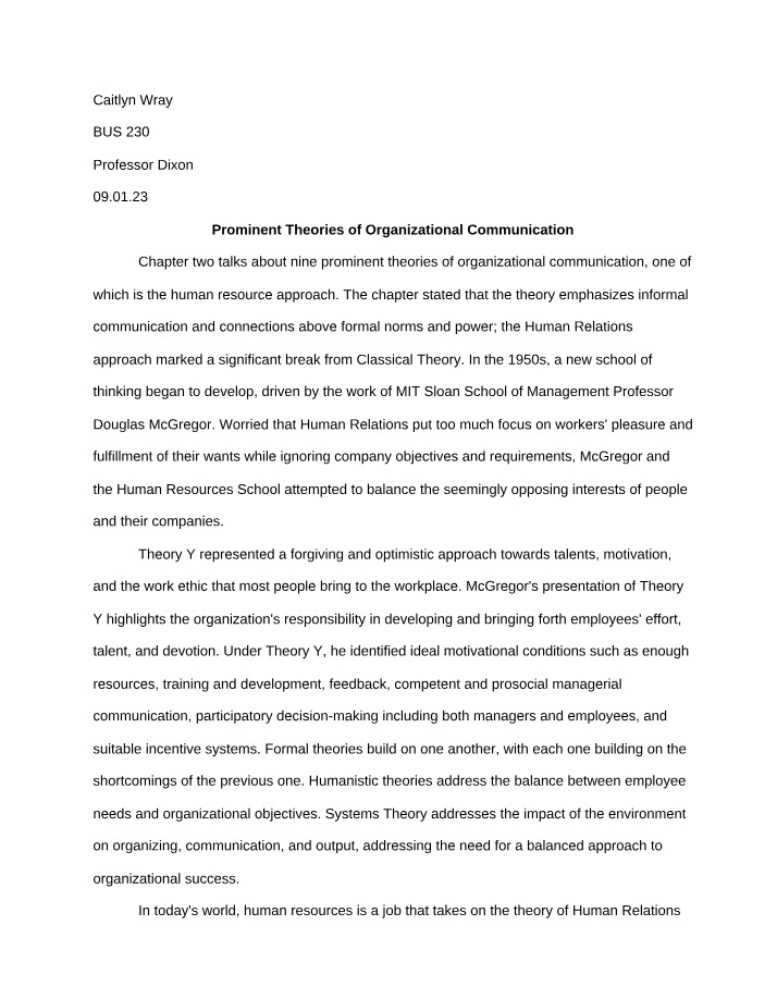 Organizational Communication - Prominent Theories