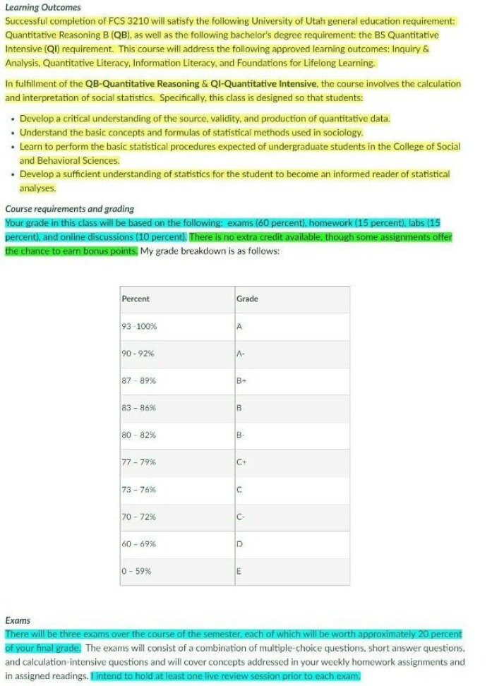 FCS 3210 - Grading Policies and Course Overview