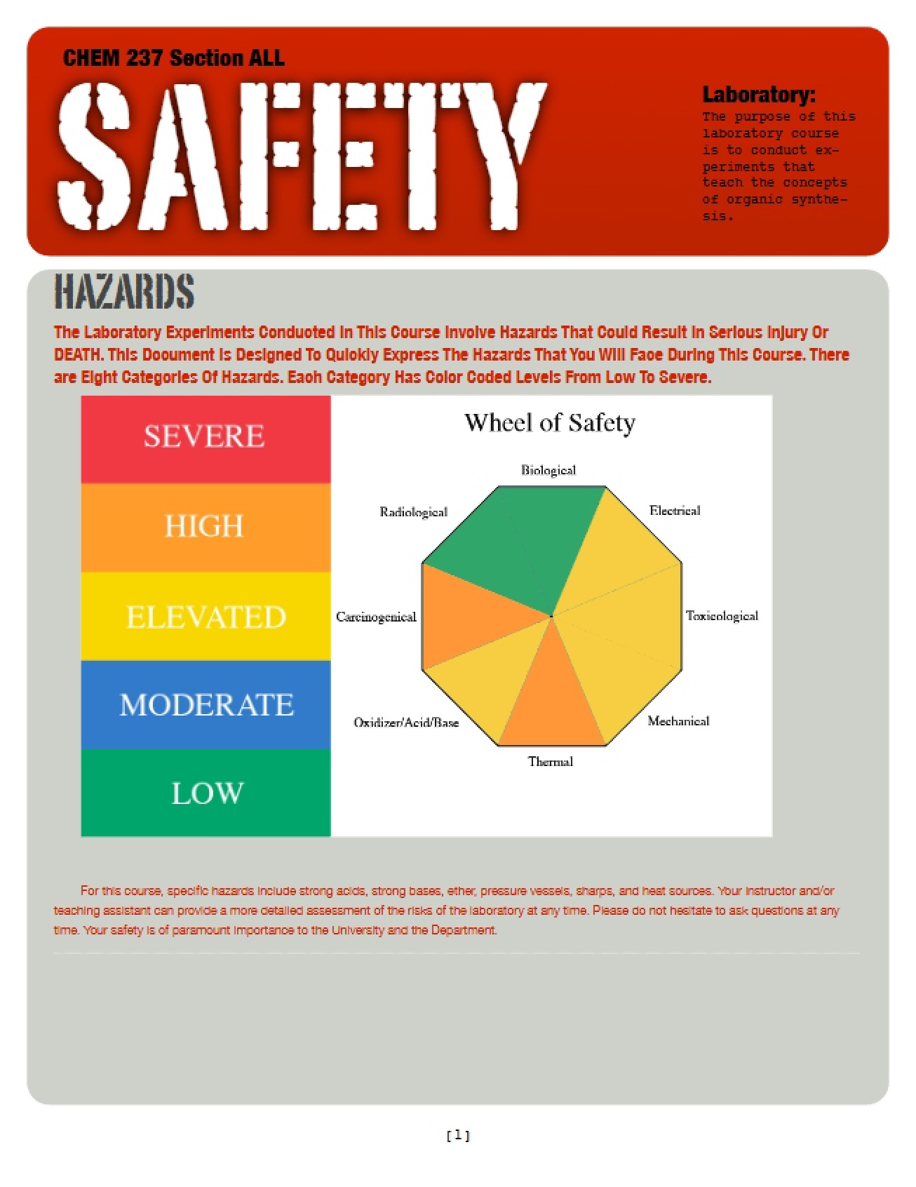 Safety Rules CHEM 237