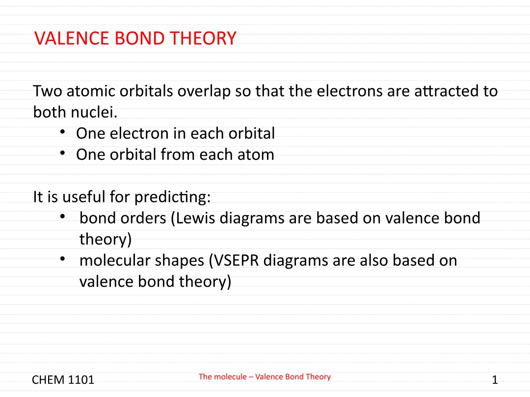 Molecular Orbital Theory and Valence Bond Theory