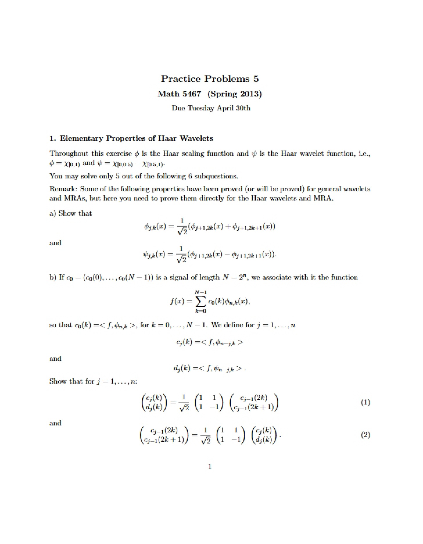 Practice Problems MATH 5467