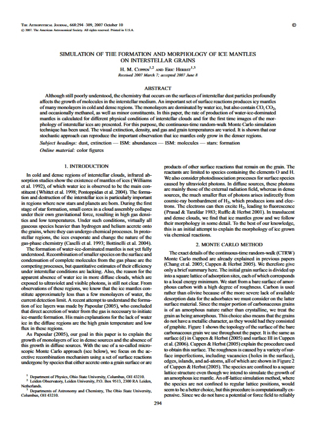 Interstellar Grains Ice Mantle Formation and Morphology Simulation
