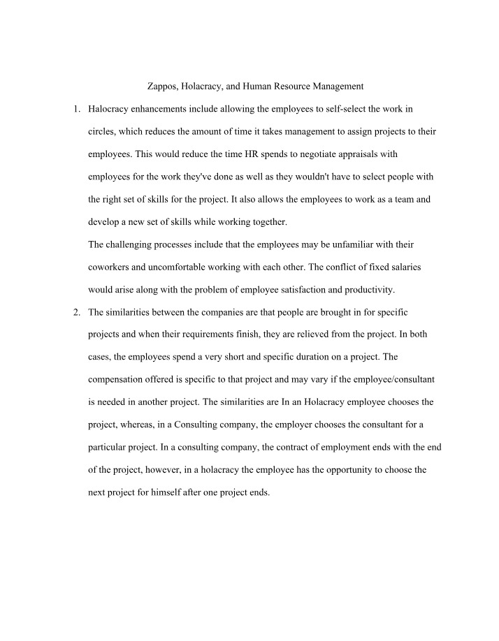 Human Resource Management - The Potential of Holacracy