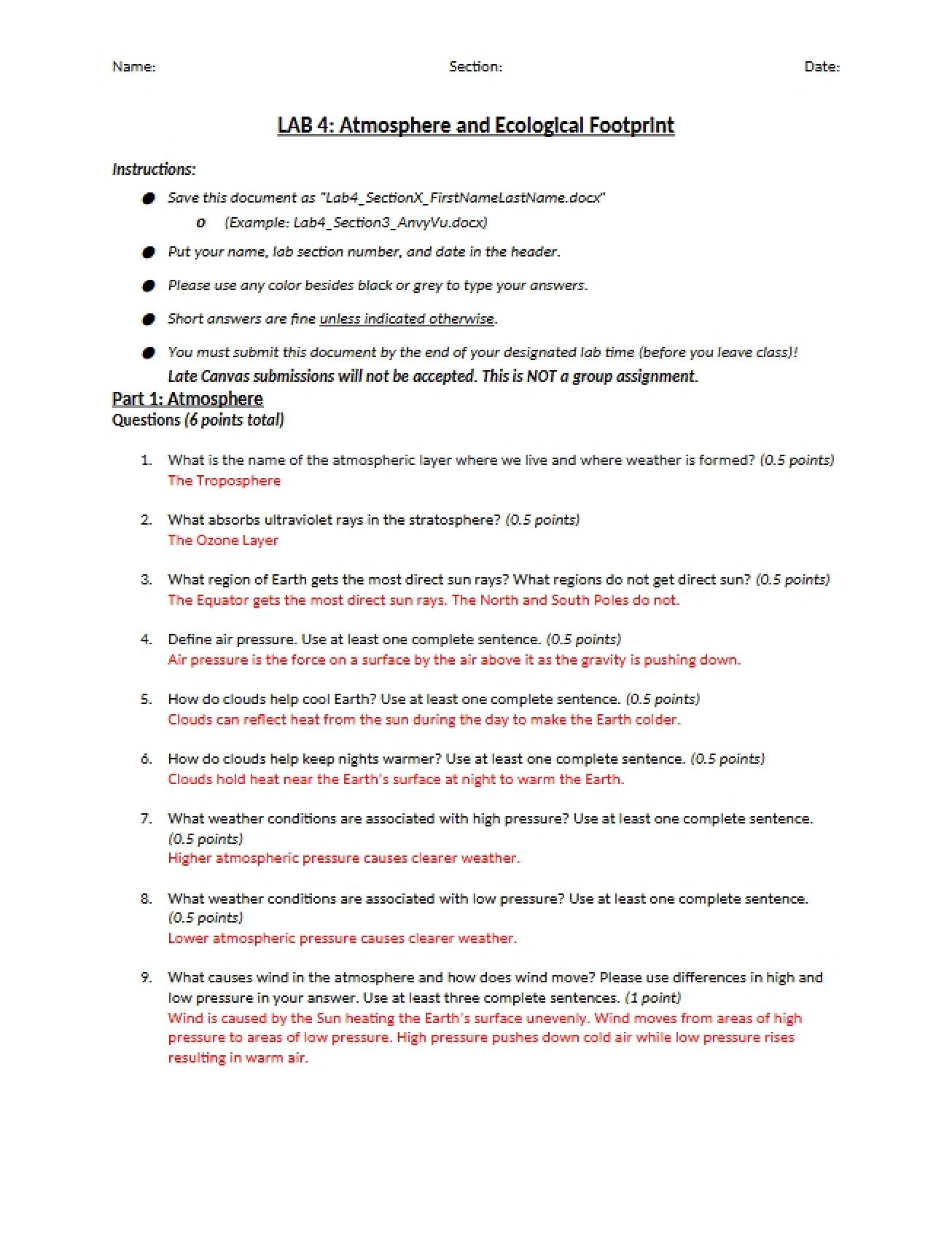 Lab 4 Ecological Footprint and Atmosphere