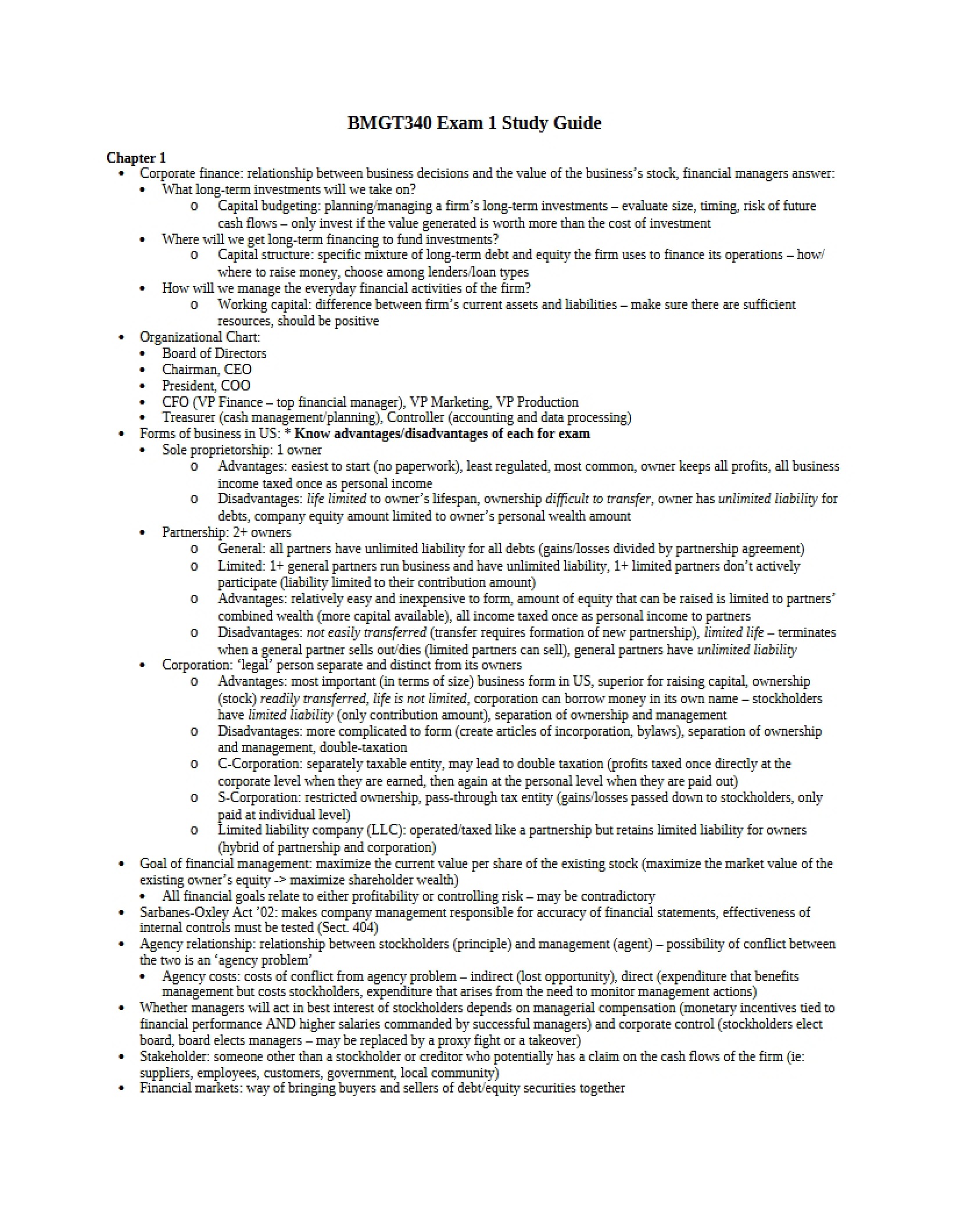 Exam 1 Preparation Guide