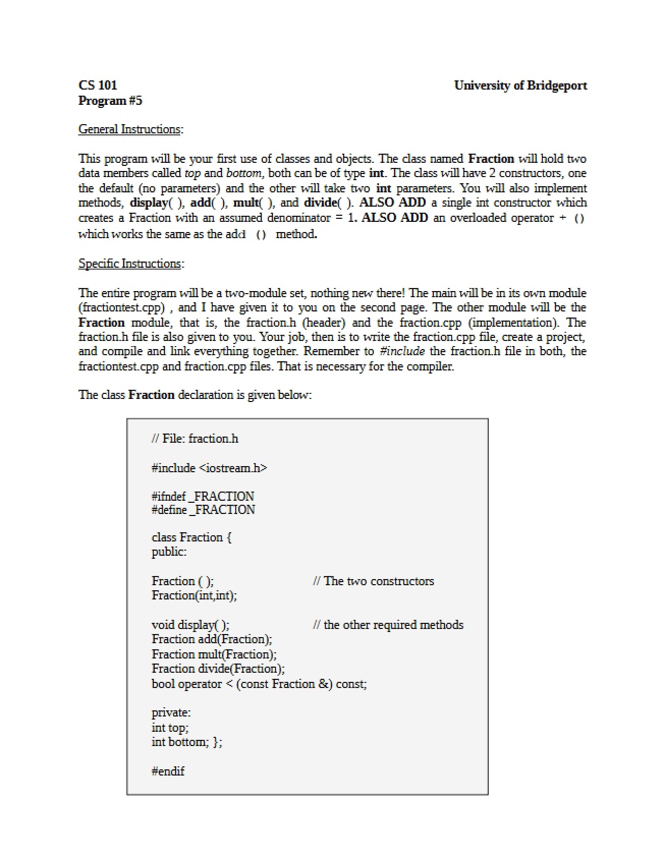 Programming Assignment Five