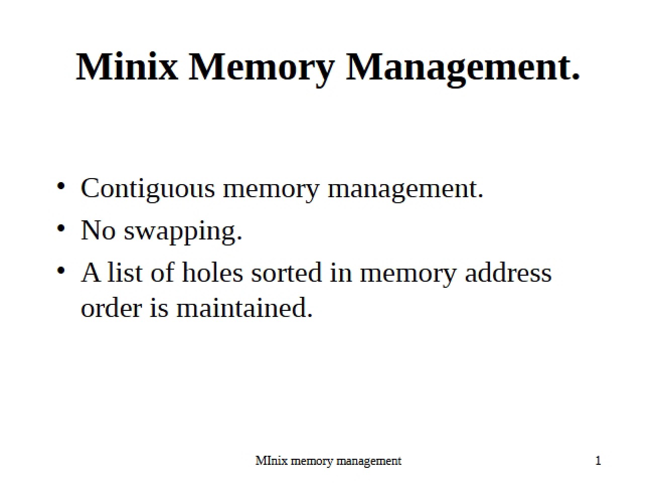 Memory Management in Minix