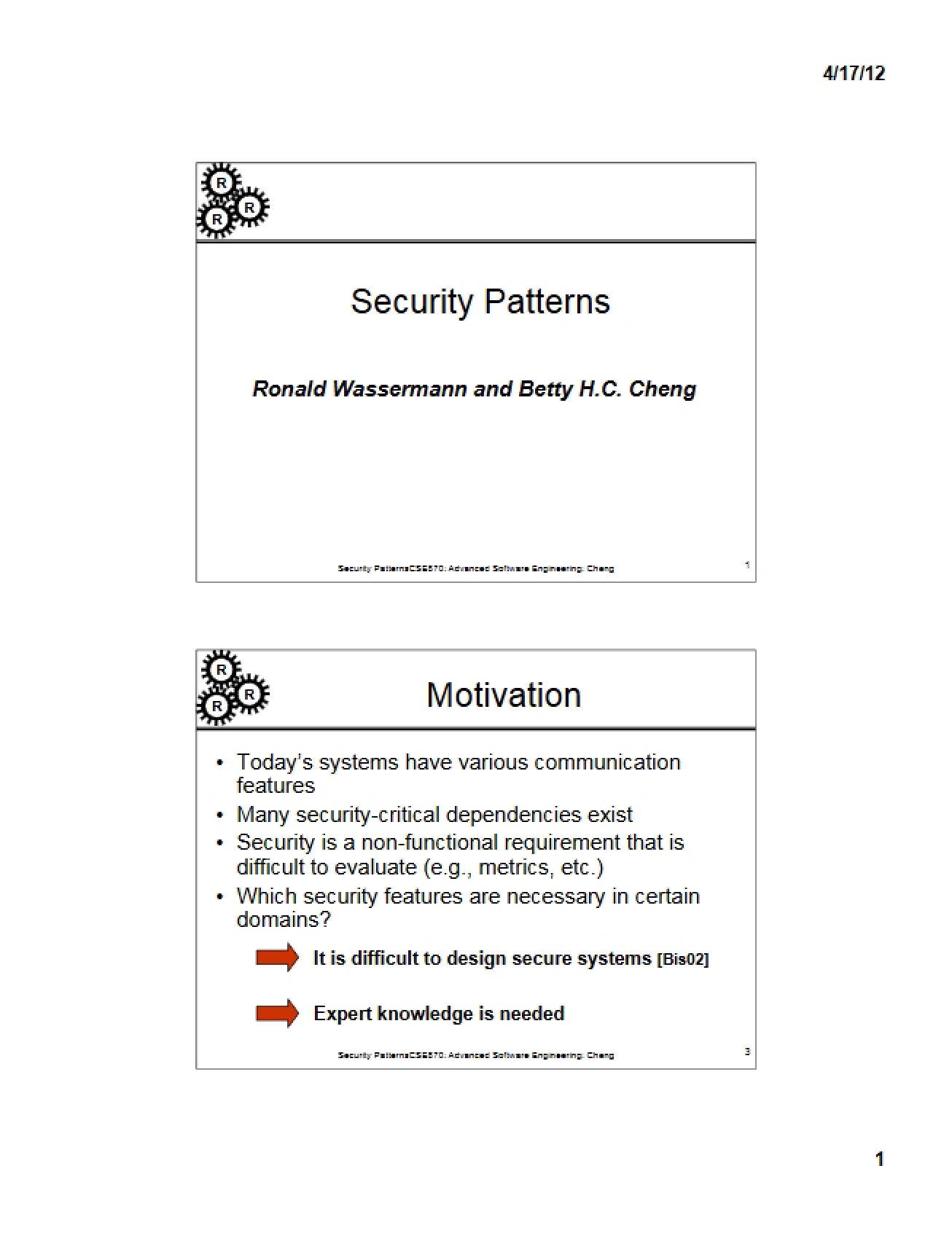 Patterns of Security