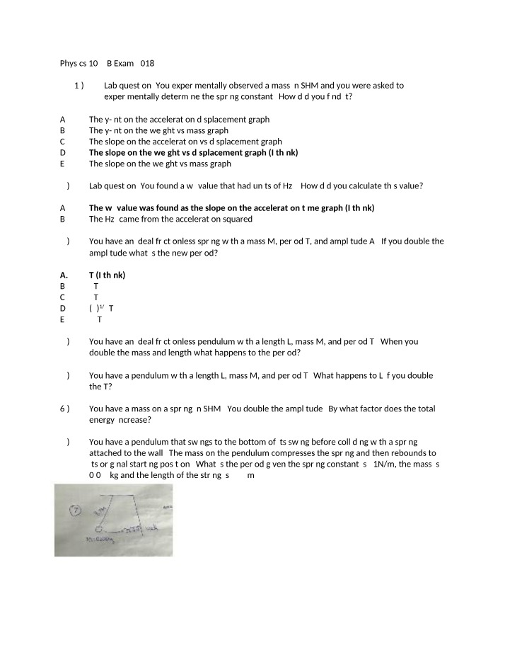 Physics 1029B - 2018 Exam