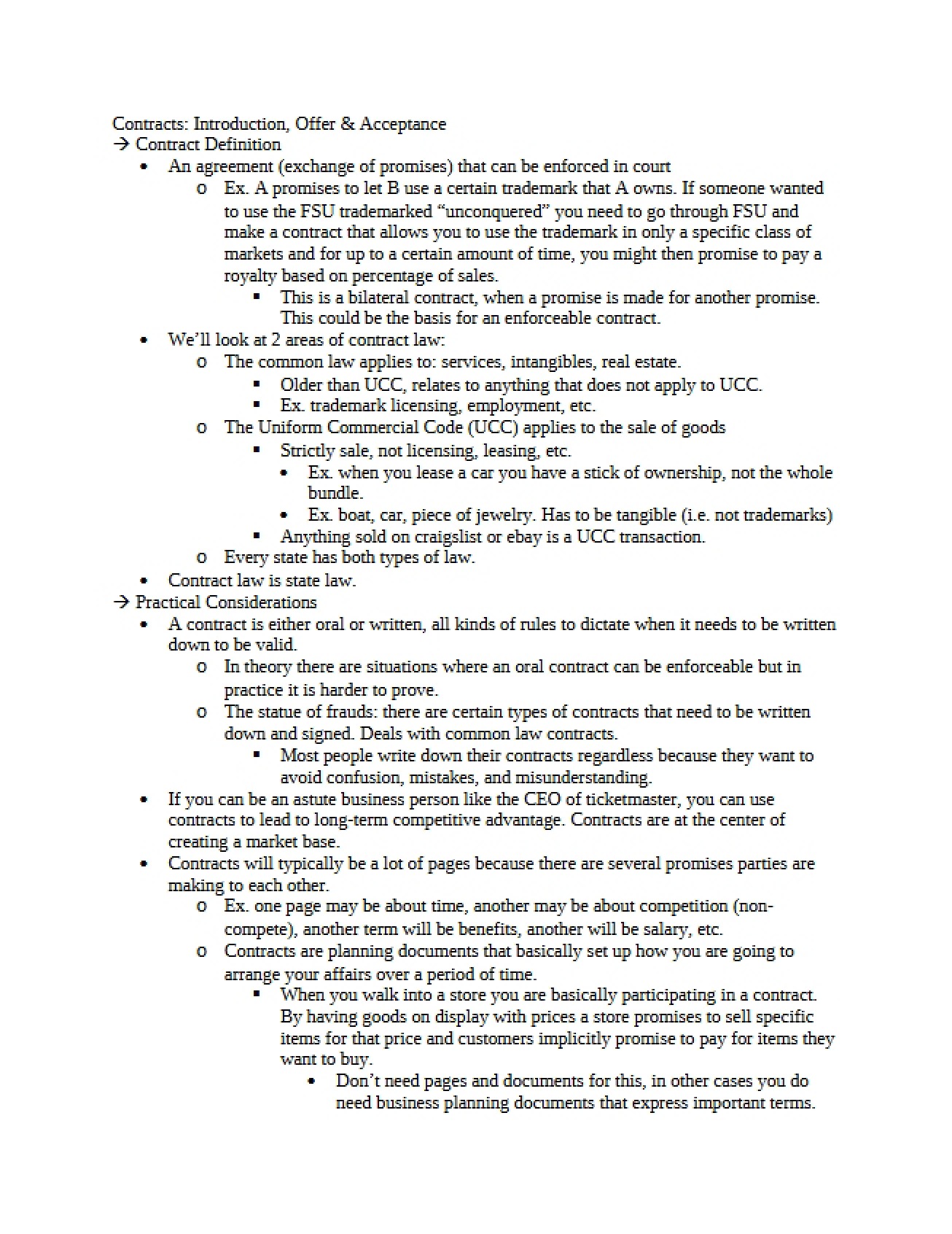 Acceptance Offer and Intro to Contracts