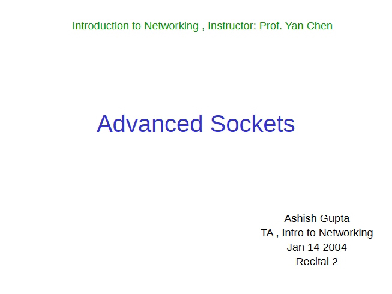 Sockets Advanced