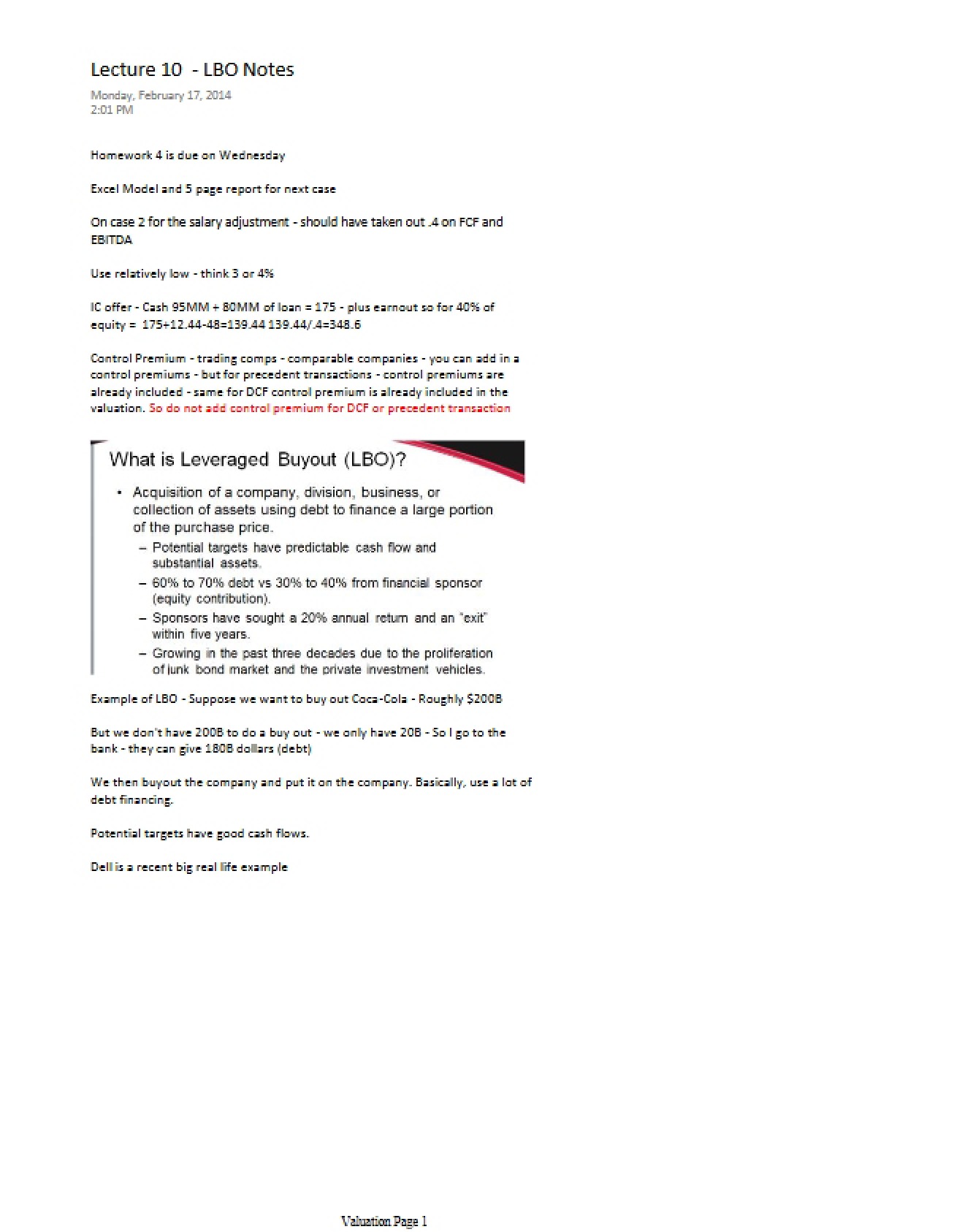 Lecture 10 Notes on LBOs (PDF)